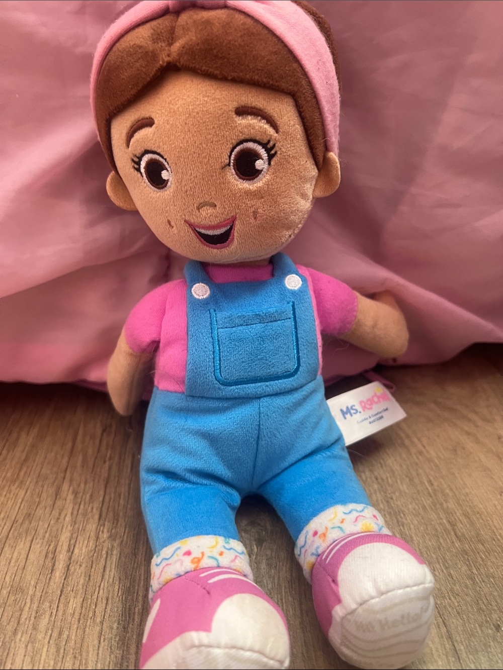 MS. Rachel Plush Doll in Pink and Blue Overalls